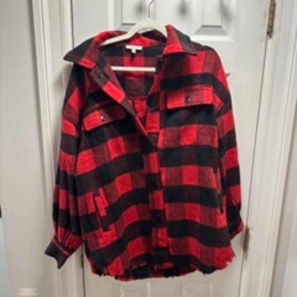 White Birch Red and Black Plaid Button Down Shirt - Picture 2 of 5